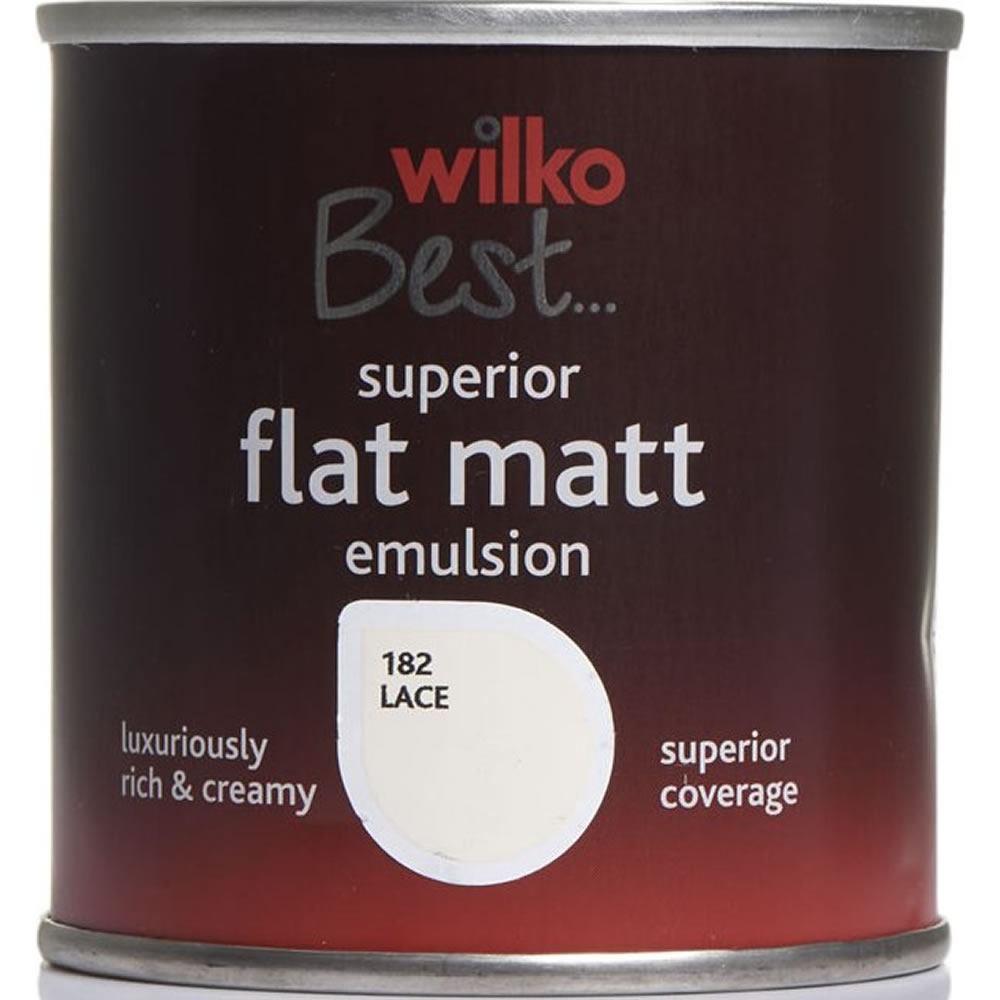 Wilko Flat Matt Emulsion Paint Tester Pot Lace    125ml Image 1