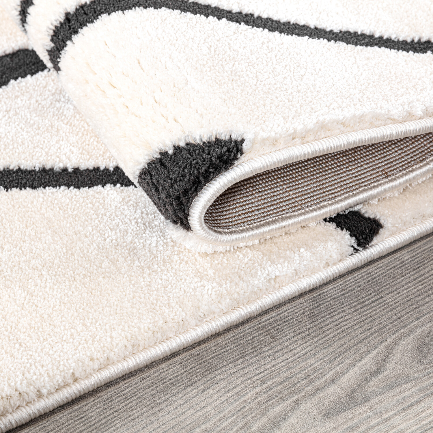 Lemonde Wavy Abstract Rug - Black and White / 160cm Image 3