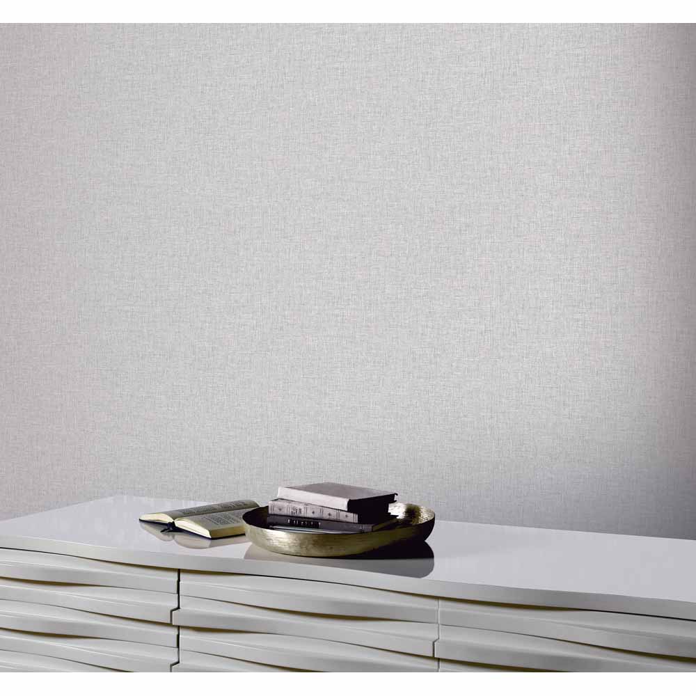 Arthouse Linen Light Grey Textured Plain Wallpaper Image 2