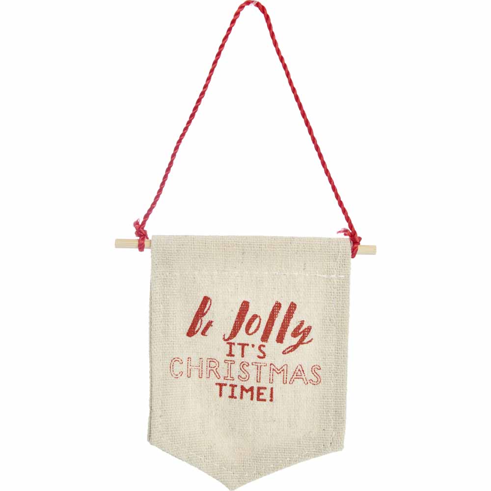 Wilko Alpine Home 'Be Jolly It's Christmas Time' Flag Christmas Tree Decoration Image