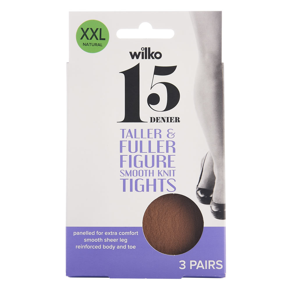 Wilko 15 Denier Smooth Knit Tights Natural Extra Extra Large 3 pack Image