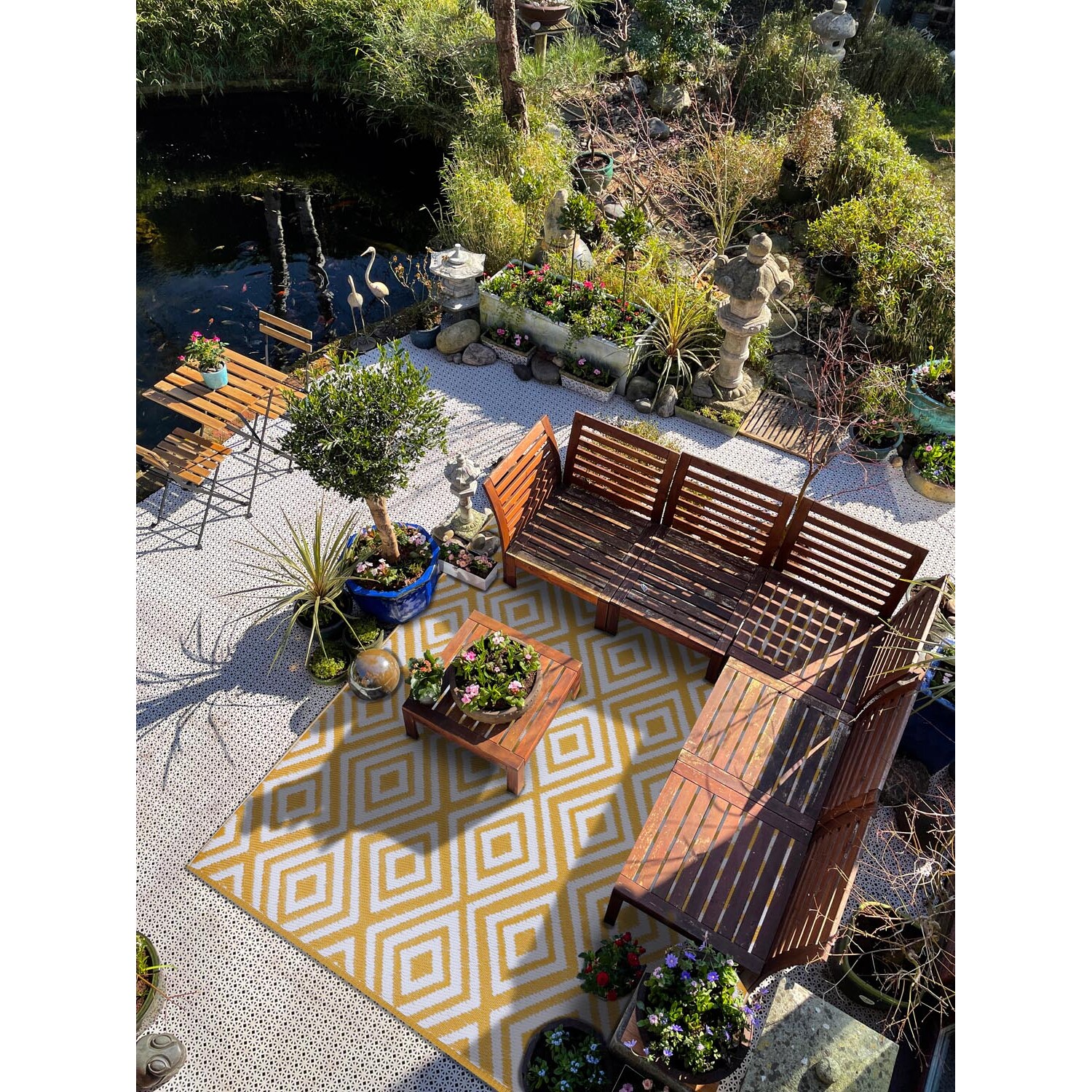 Diamond Outdoor Rug - Ochre Image 3