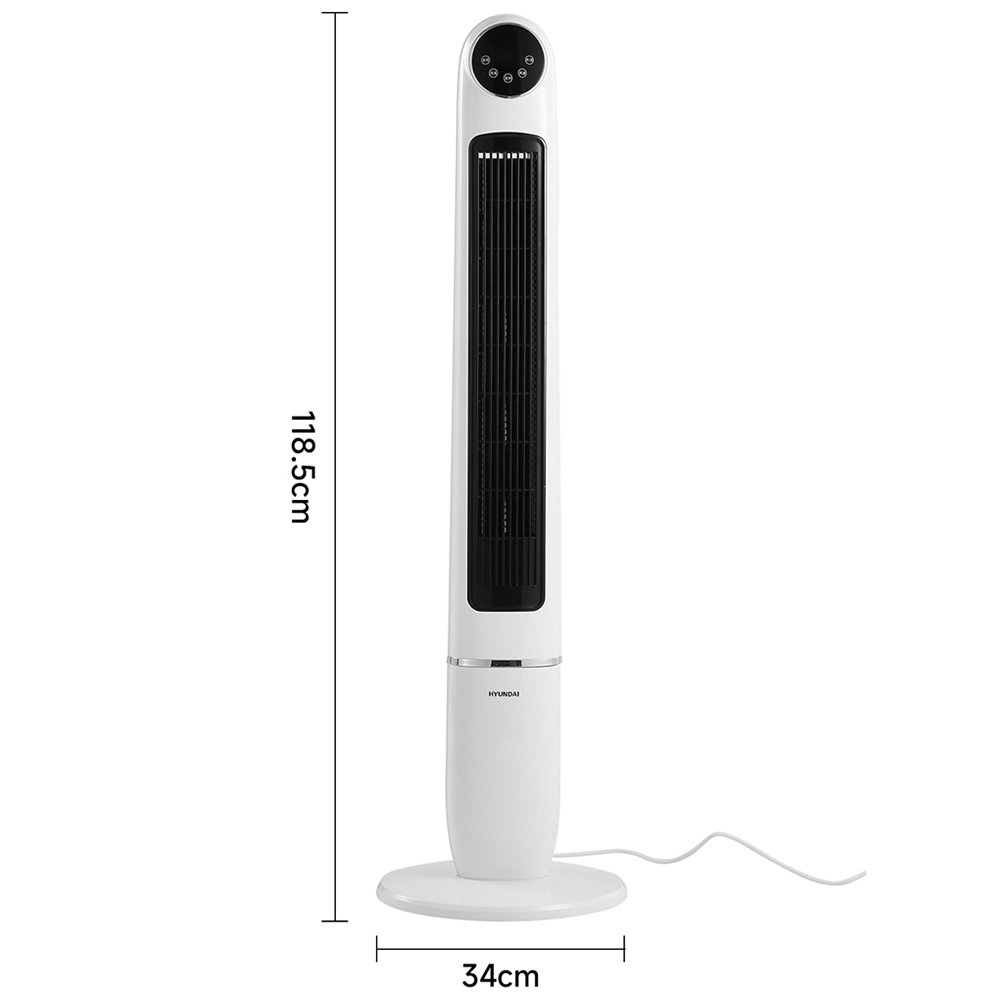 Living and Home 3-Speed White Touchscreen Oscillating Tower Fan with Remote Control 50W Image 7