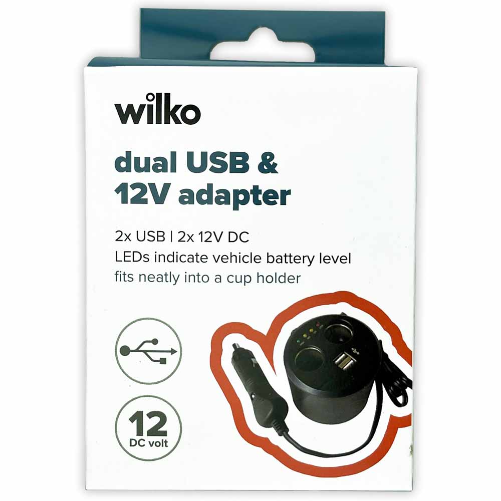 Wilko Dual USB 12V Cup Holder Adaptor Image 3