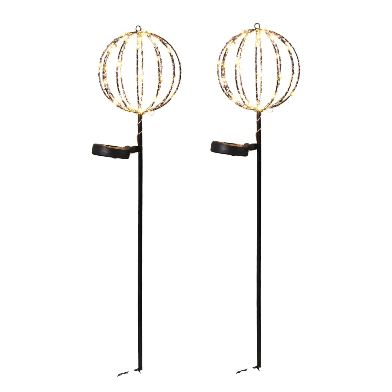Pack of 2 Solar Sparkle Ball Stake Lights Black Image 3