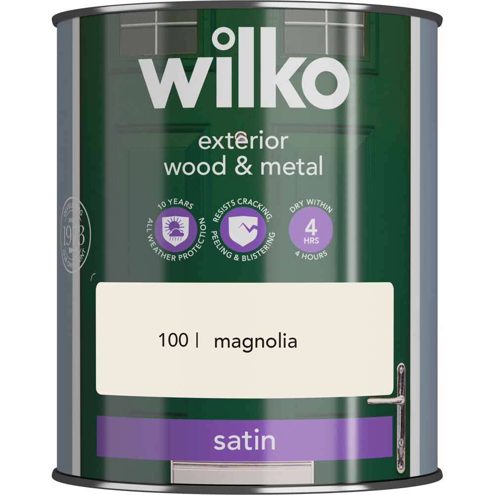 Wilko Magnolia Satin Quick Dry Exterior Paint 750ml Image 1
