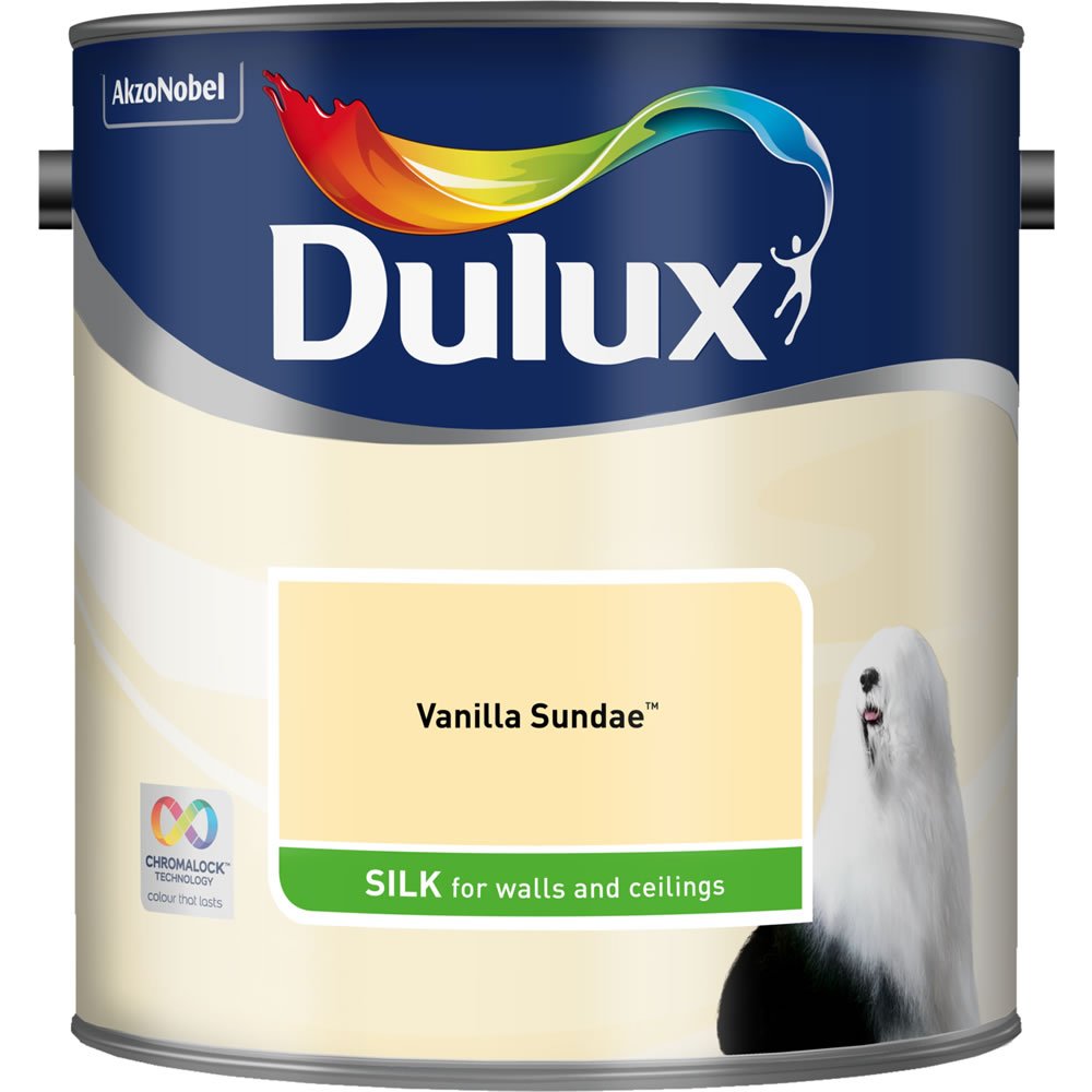 Dulux Walls & Ceilings Vanilla Sundae Silk Emulsion Paint 2.5L Image 2
