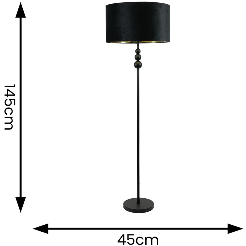 ValueLight Marissa Black Velvet Gold Inner Shade Black Stacked Ball LED Floor Lamp Image 7