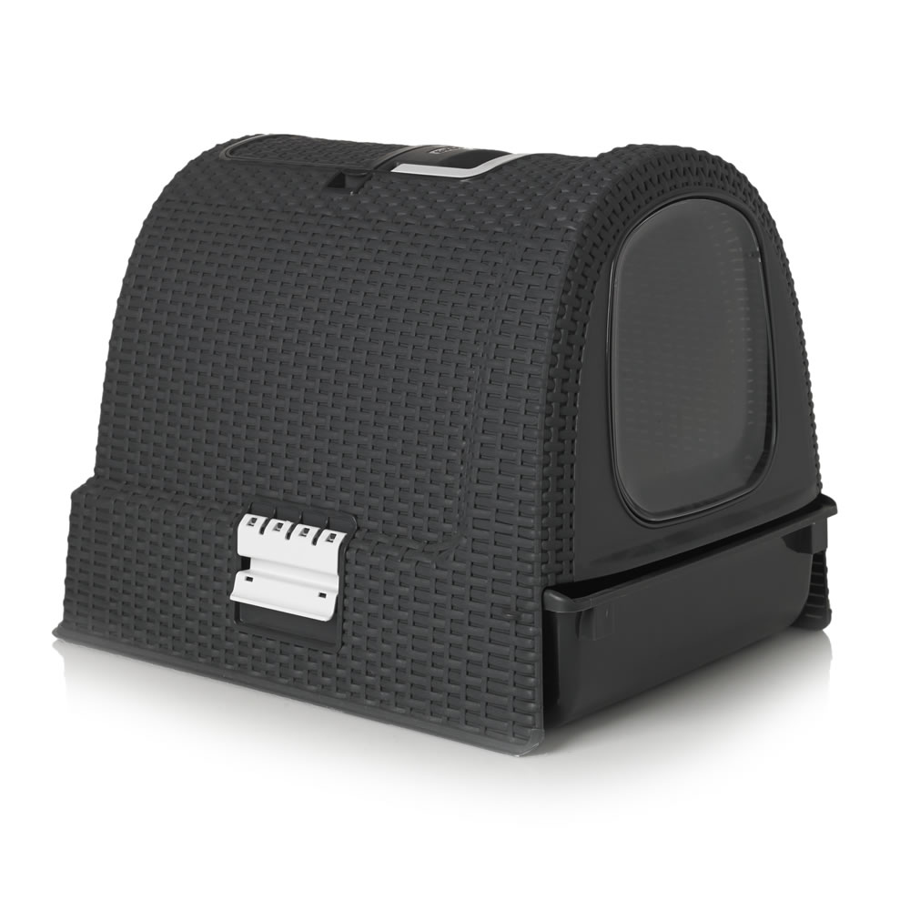 Curver Petlife Covered Pet Litter Tray Black Wilko