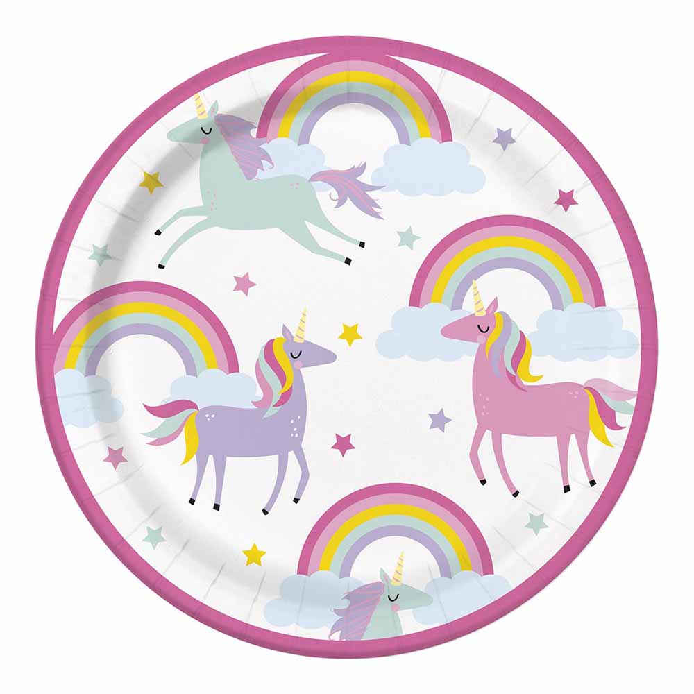 Wilko 9 inch Unicorn Paper Plates 8 Pack Image