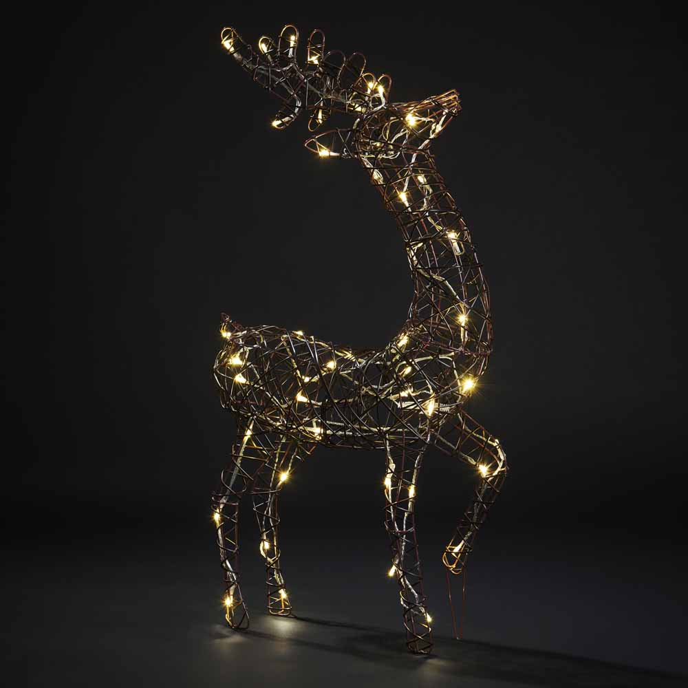 Wilko Large Rattan Reindeer Christmas Light Image 1