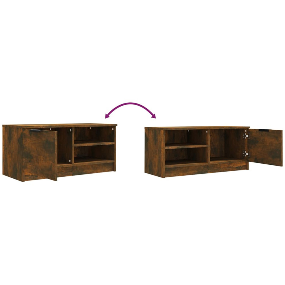 vidaXL Single Door 2 Open Shelf Smoked Oak TV Cabinet Image 8