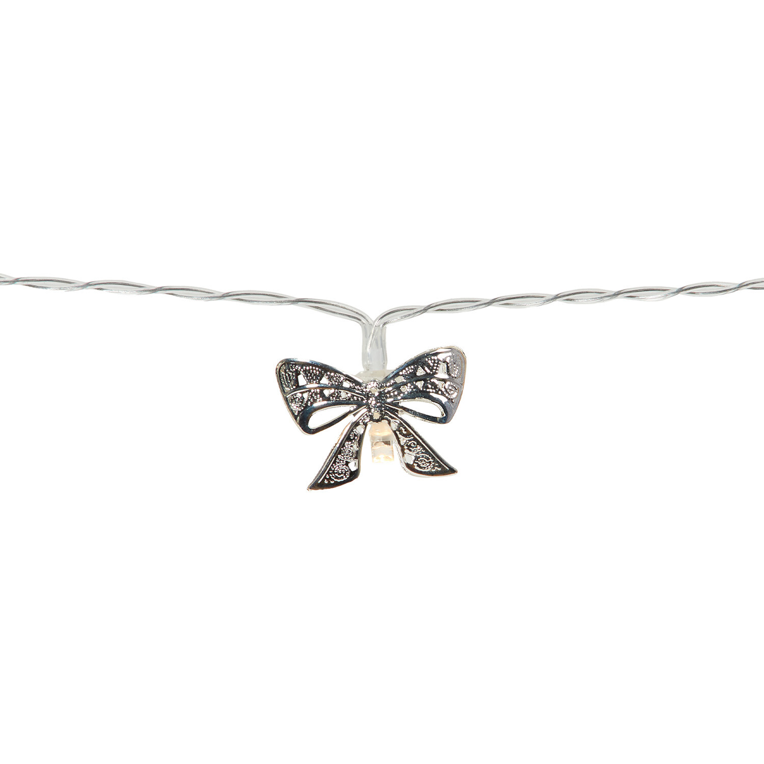 20 LED Christmas Bow String Light - Silver Image 5