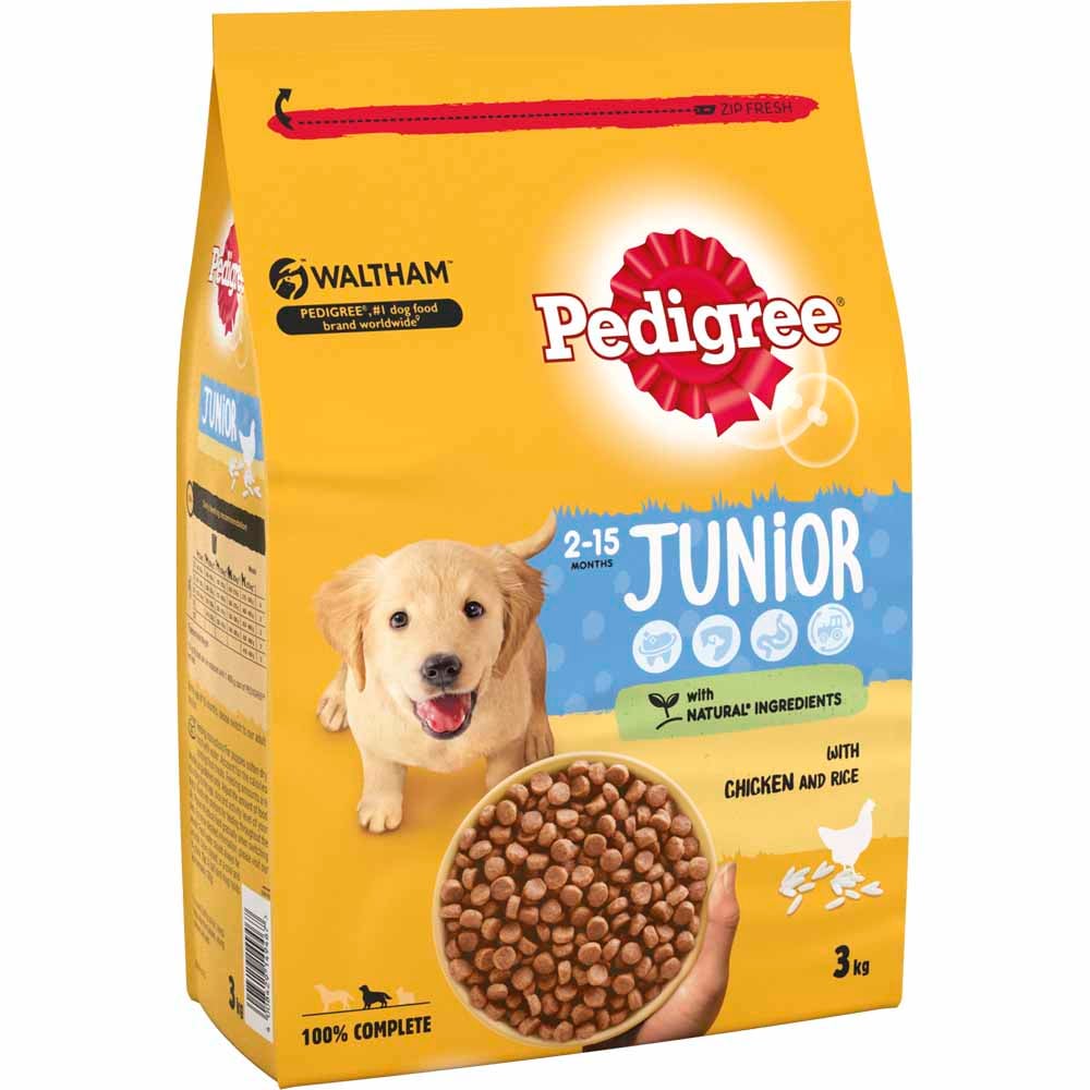 Pedigree Junior Chicken and Rice Dry Puppy Food Case of 3 x 3kg Image 3