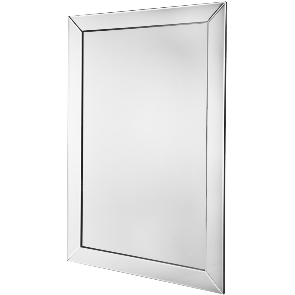 Florence Silver Bevelled Corner Mirror 120 x 80cm Image