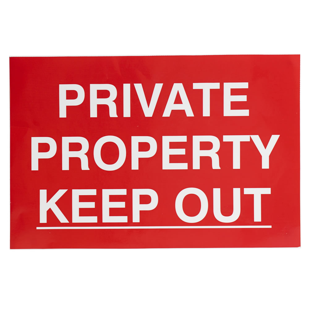 Wilko Private Property Sign 200 x 300mm Image