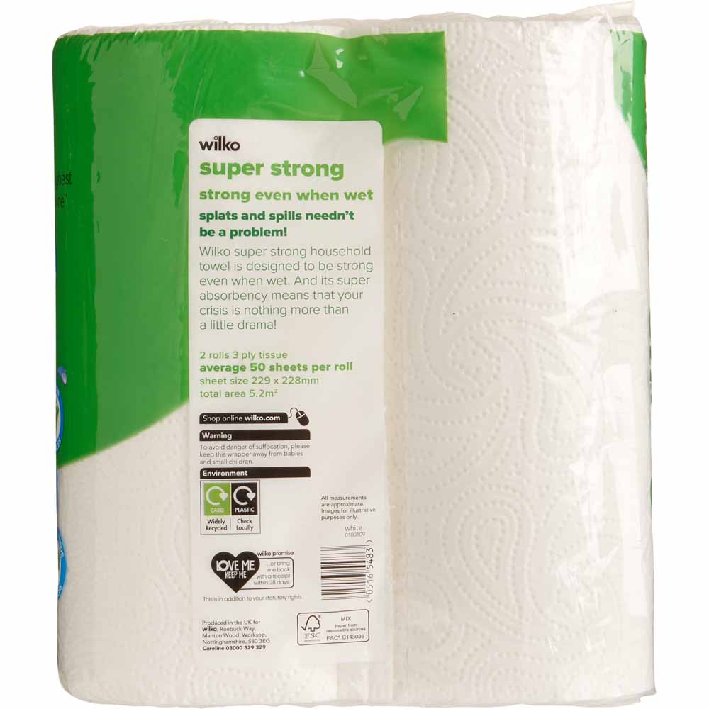 Wilko Super Strong Kitchen Towel 2pk 3 ply Image 2