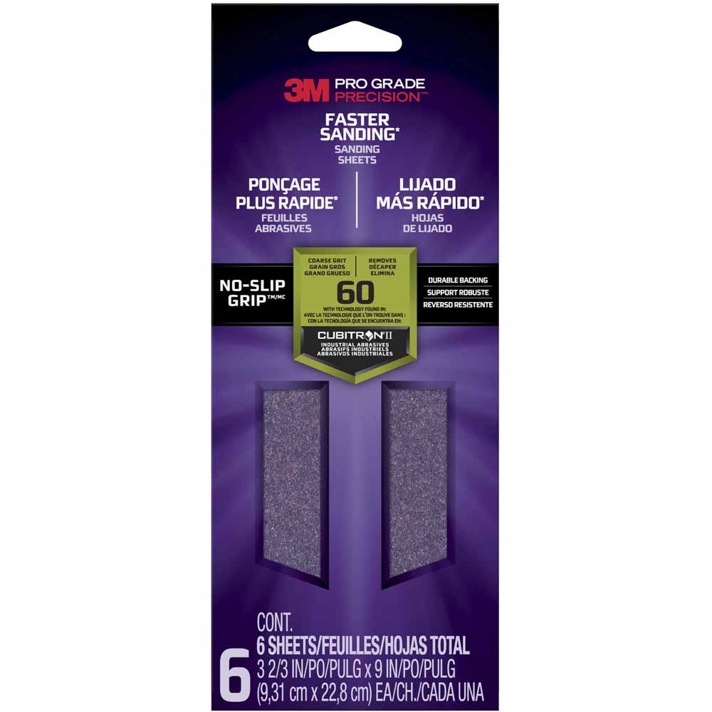 3M Pro Grade Faster Sanding Sheets 60 Grit 6 pack Wilko