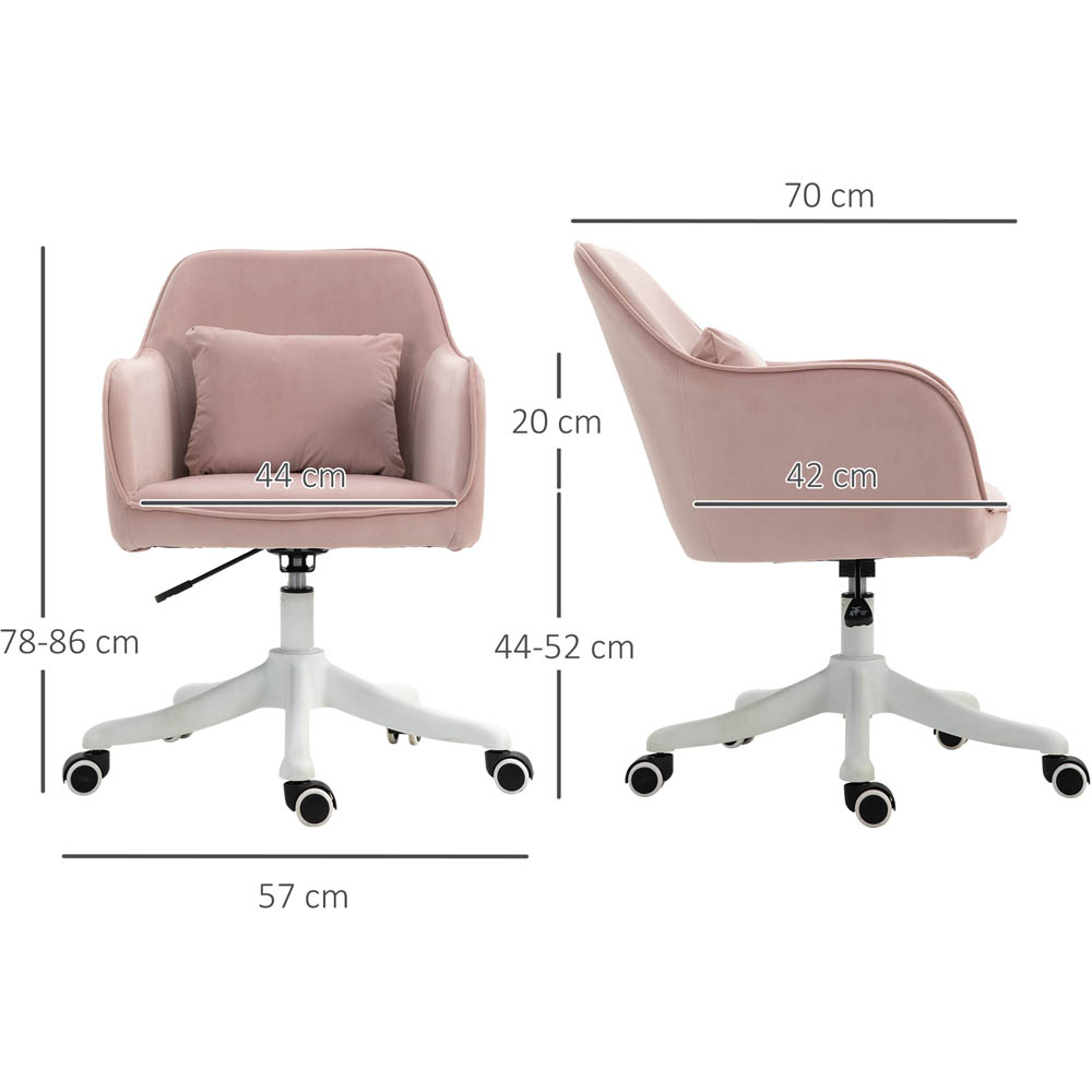 Portland Pink Velvet Feel Fabric Swivel Massage Office Chair Image 7