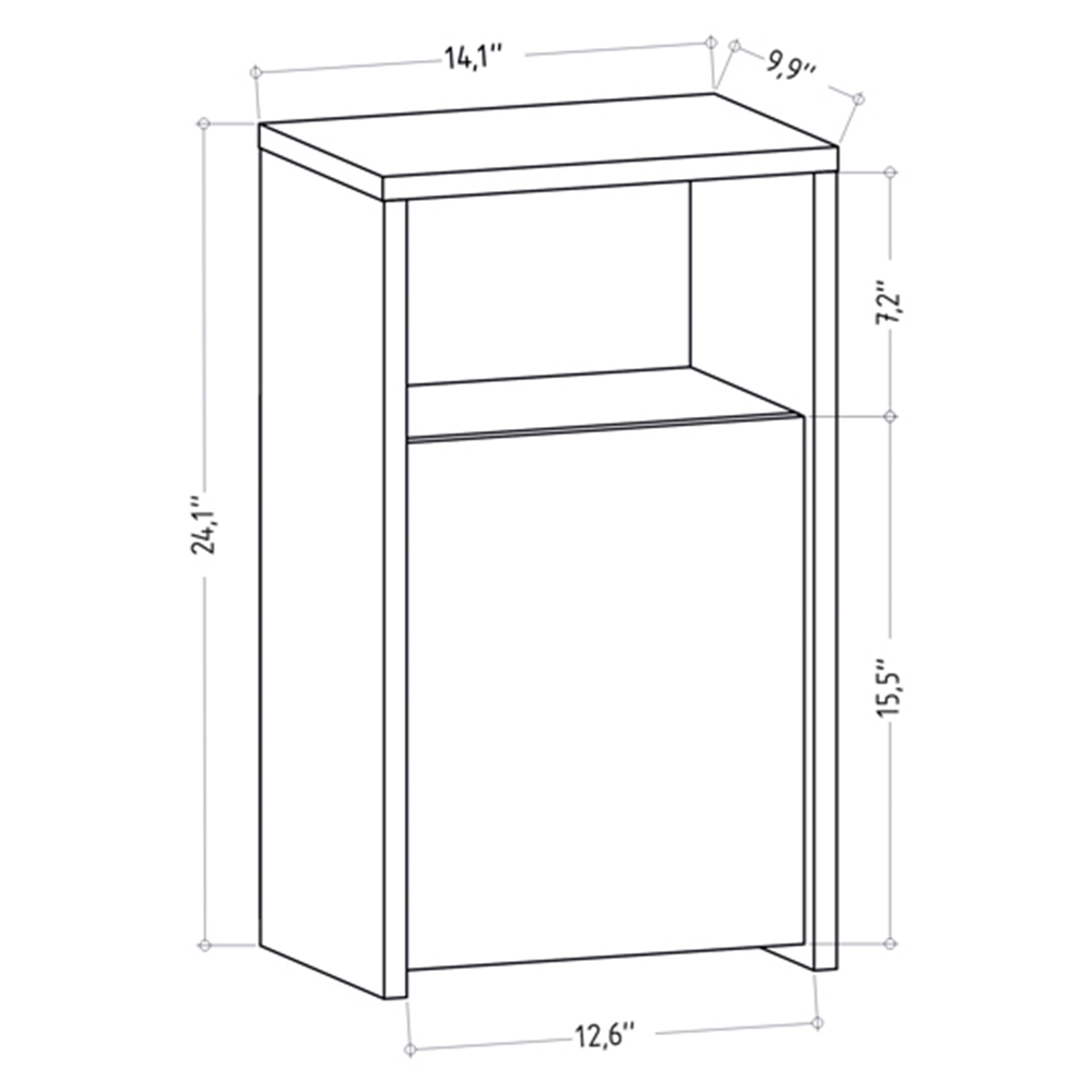 Decorotika Carlin Single Door Single Shelf White Bedside Table Image 7