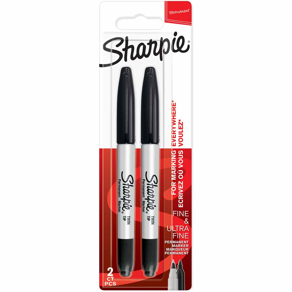 Sharpie Twin Tip Black Blister 2 pack Image