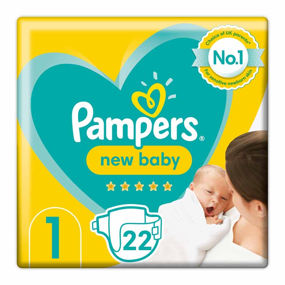 Pampers New Baby Nappies 22 Pack Size 1 Case of 4 Image 2