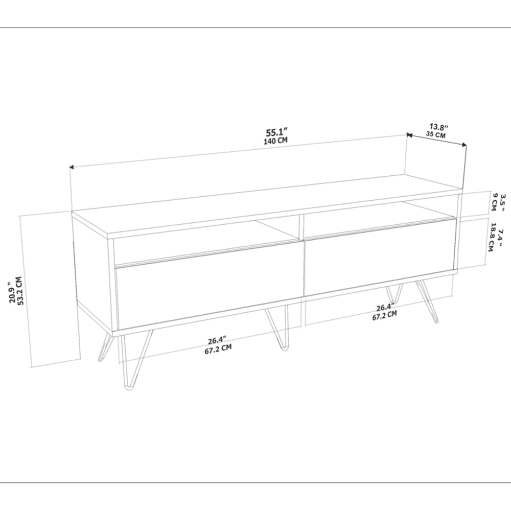Decorotika Flay 2 Door 2 Shelf Black Marble Effect and White TV Unit Image 9