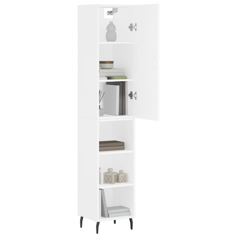 vidaXL Single Door 3 Shelf White Highboard Image 3