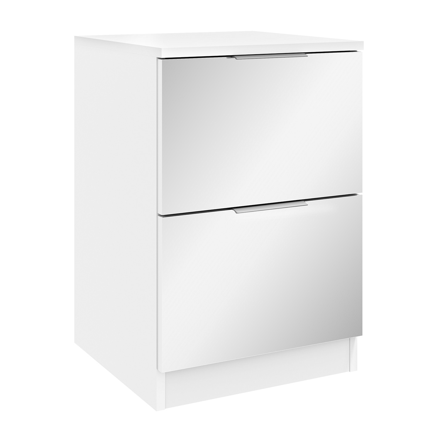 Echo 2 Drawer White Mirrored Bedside Table Image 2