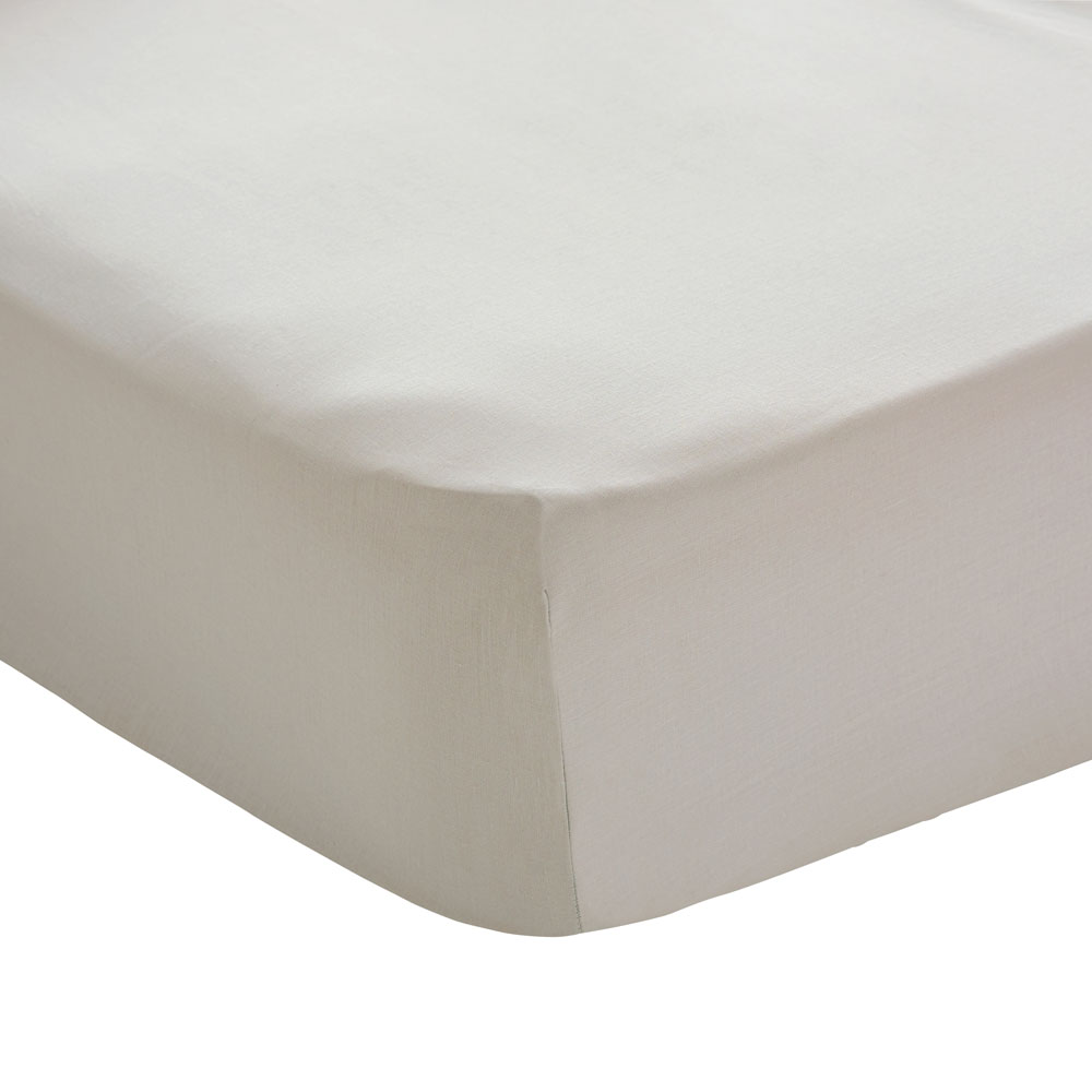 Wilko Easy Care King Beige Fitted Bed Sheet Image 1