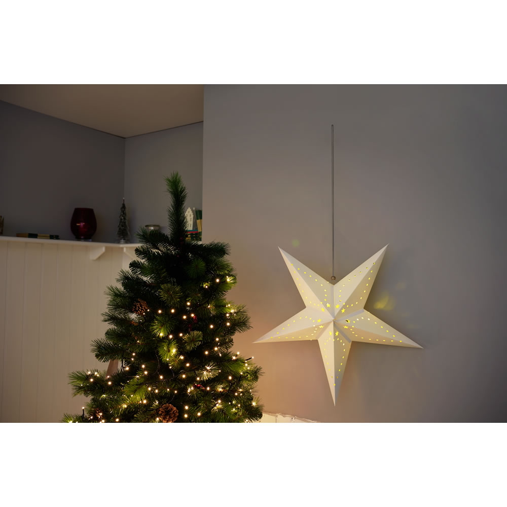 Wilko Large Alpine Home Pre-Lit Paper Hanging Star Christmas Decoration Image 7