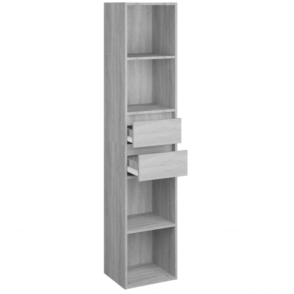 vidaXL 2 Drawer 4 Shelf Grey Sonoma Wooden Bookcase Image 5