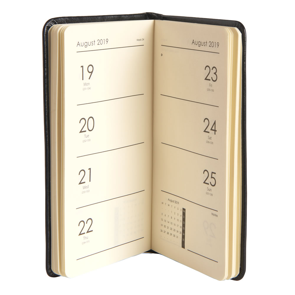 Wilko Slim Week To View 2019 Diary - Faux Leather Image 2