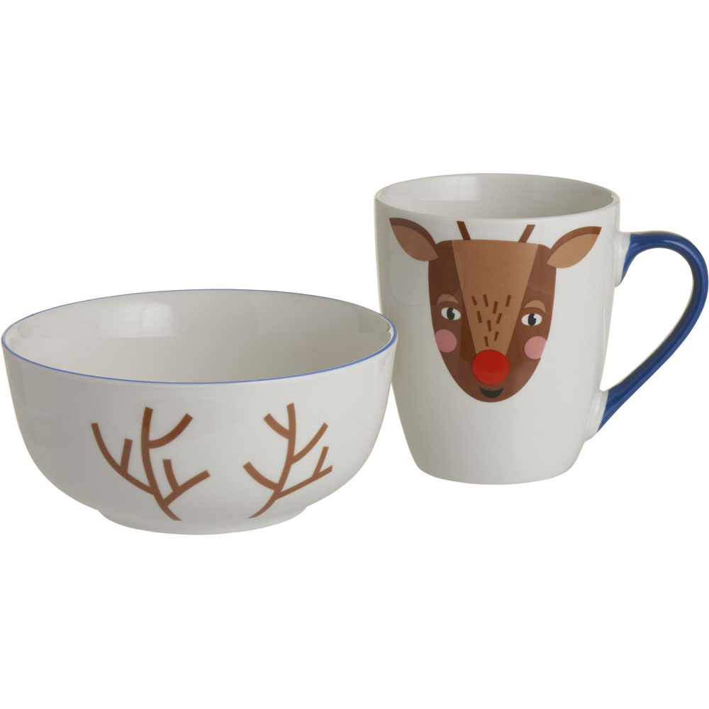 Wilko Deer Print Stacking Mug and Bowl Set Image 3