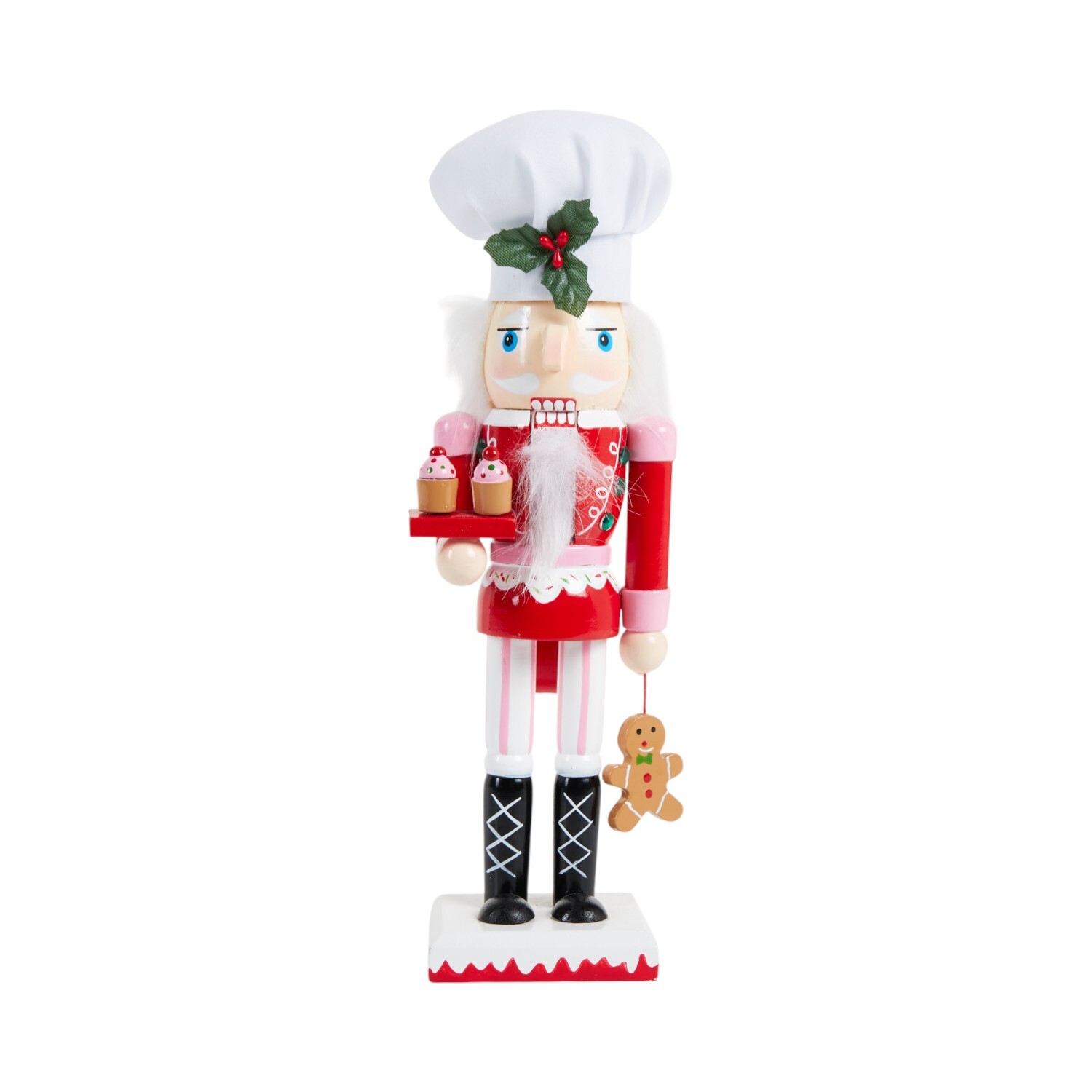 Wooden Chef Nutcracker Standing DecorationRed and White Image 1