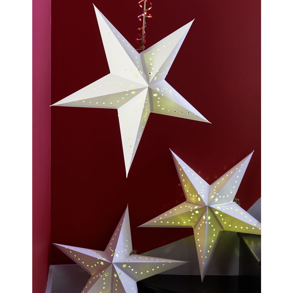 Wilko Large Alpine Home Pre-Lit Paper Hanging Star Christmas Decoration Image 5