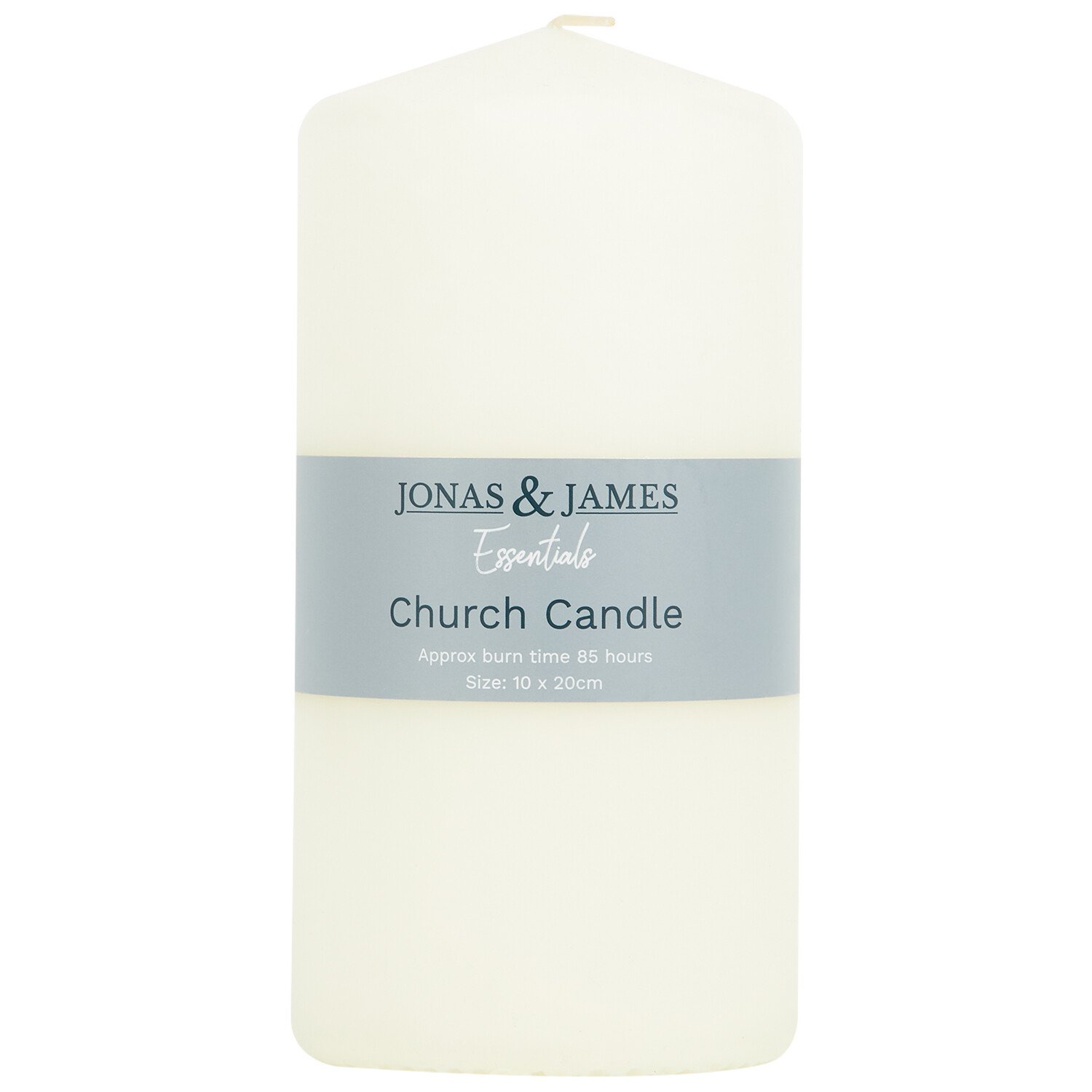 Jonas and James Essentials Church Candle White 85hr 10 x 20cm Image 1