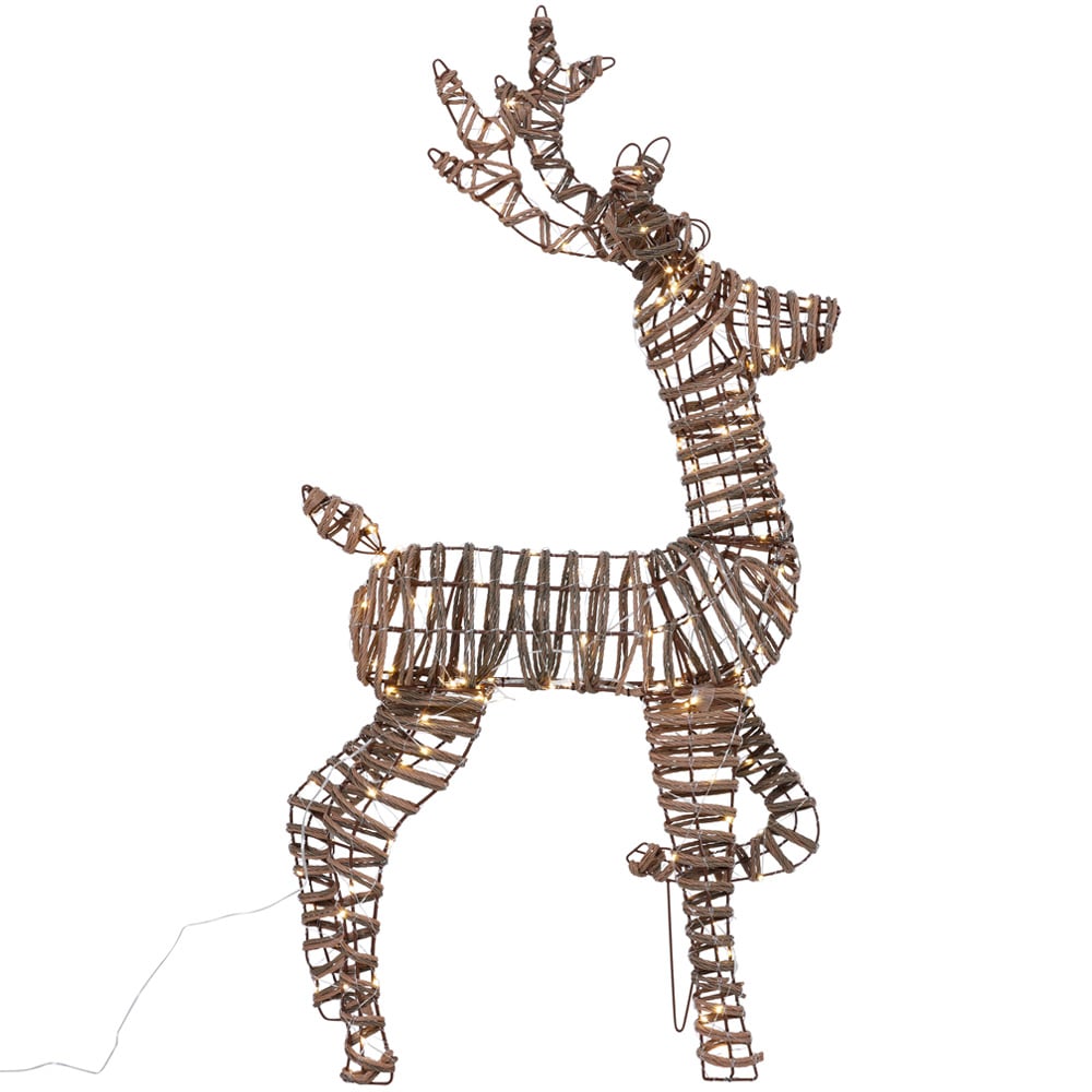 Charles Bentley Large Rattan Light Up Reindeer Christmas Decoration 120cm Image 2