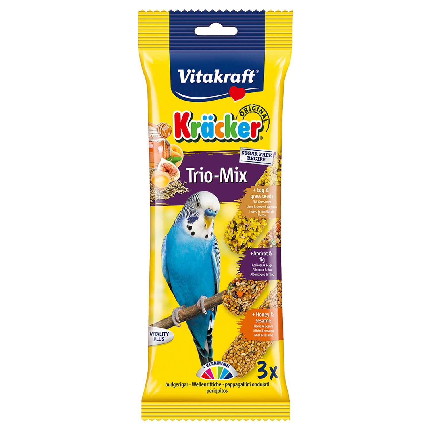 Pack of 3 Vitakraft Budgie Krackers - Egg / Apricot / Honey Image