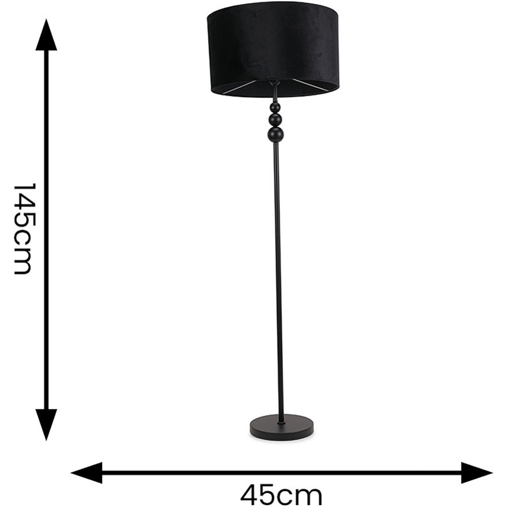 ValueLights Marissa Black Velvet Shade Black Ball LED Floor Lamp Image 7