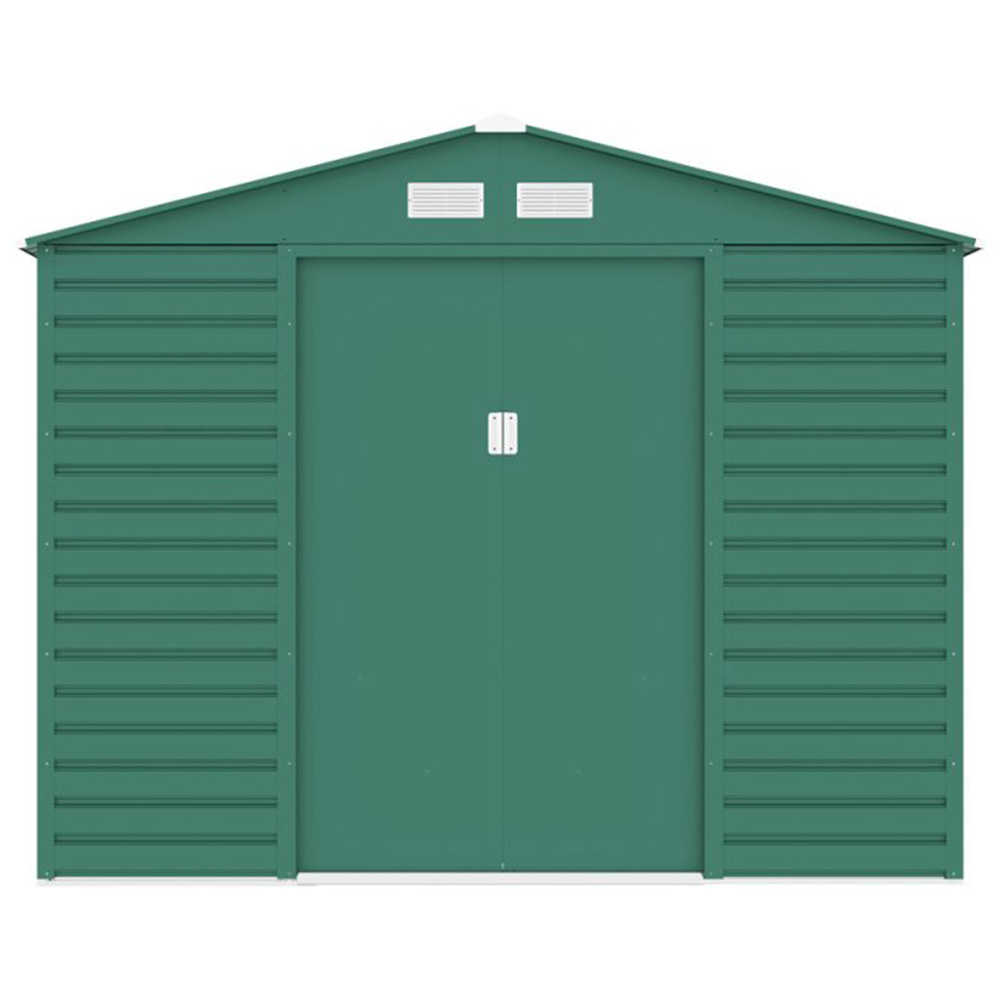 StoreMore Lotus Hypnos 9 x 6ft Double Door Green Apex Metal Shed Image 2