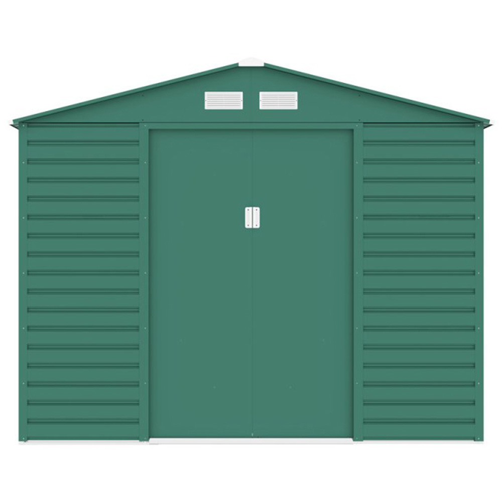 StoreMore Lotus Hypnos 9 x 6ft Double Door Green Apex Metal Shed Image 2