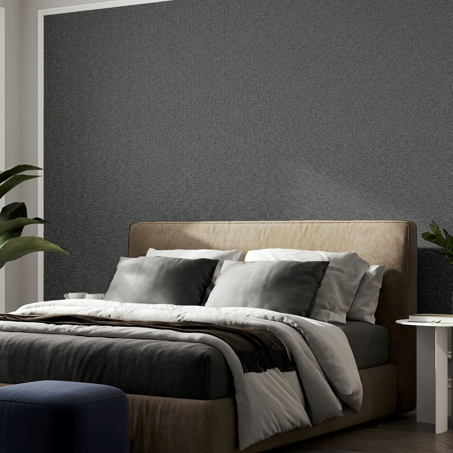 Calico Plain Textured Wallpaper - Gunmetal Image 7
