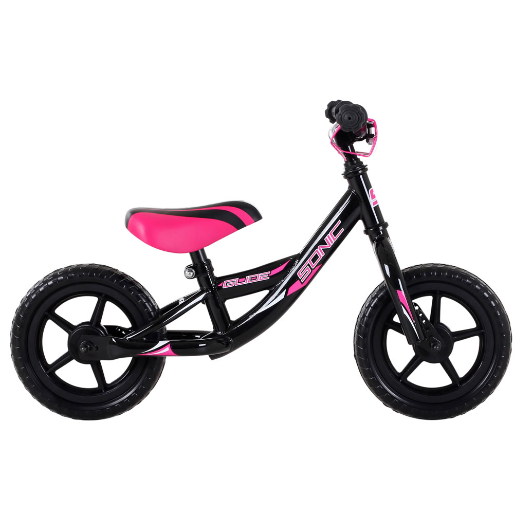 Sonic Glide Kids 10" Black/Pink Balance Bike Image 1