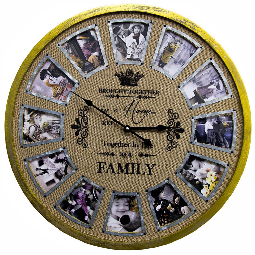 WALPLUS Family Photo Frame Timber Wall Clock 60cm Image 1
