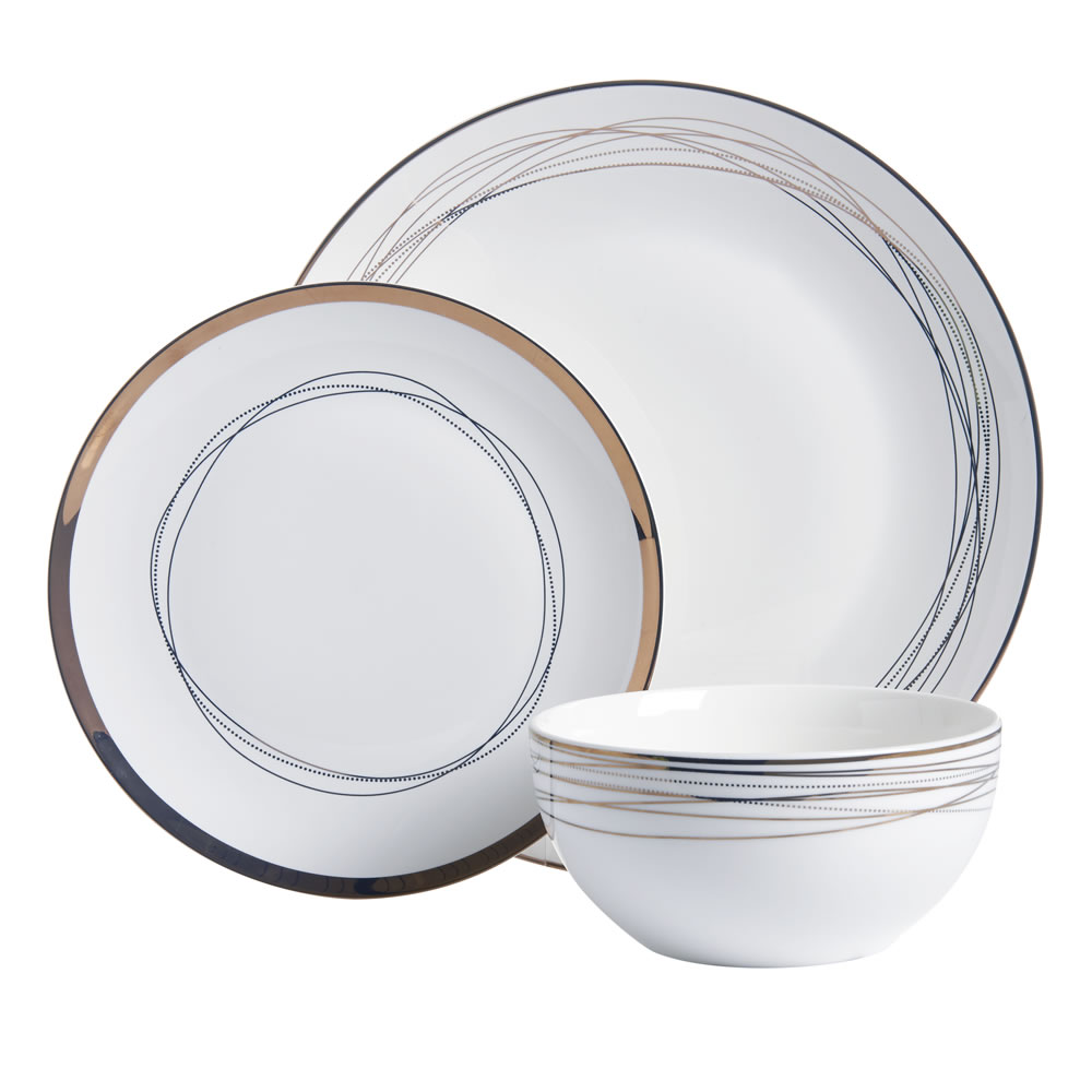 Wilko 12 piece Radiance Gold Dinner Set Image 1