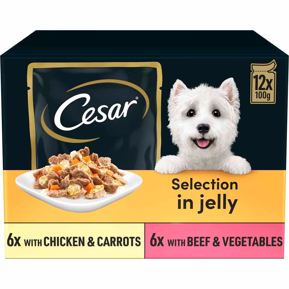Cesar Deliciously Fresh Dog Food Pouches Mixed Selection in Jelly 100g Case of 4 x 12 Pack Image 2
