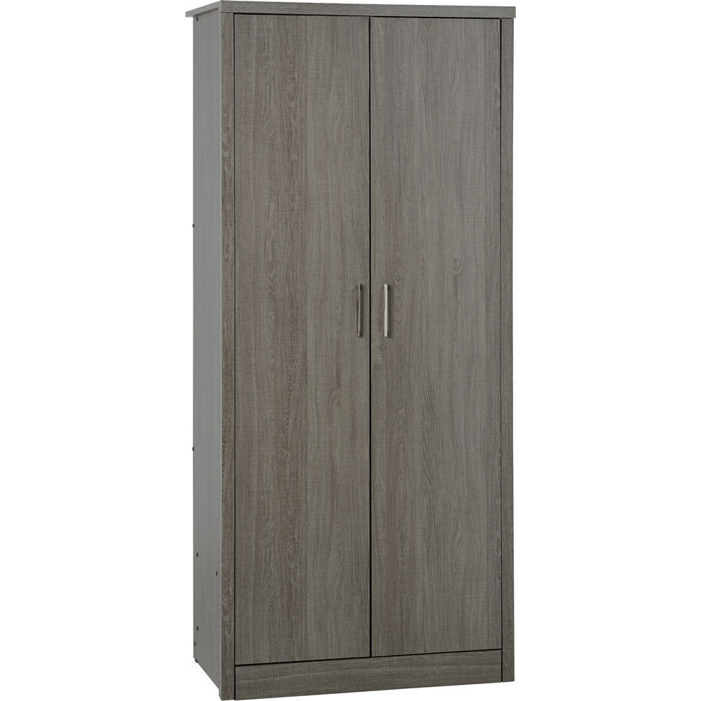 Lisbon 2 Door Black Woodgrain Effect Wardrobe Image 1