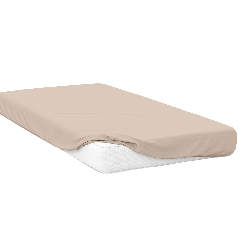 Serene Double Cream Brushed Cotton Fitted Bed Sheet Image 1