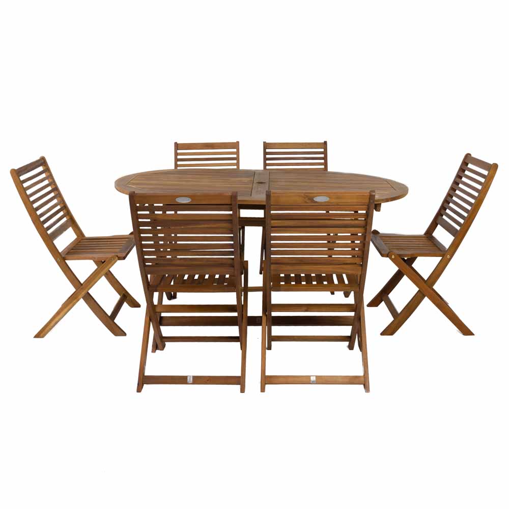 Charles Bentley FSC Acacia 6 Seater Oval Dining Set Image 4